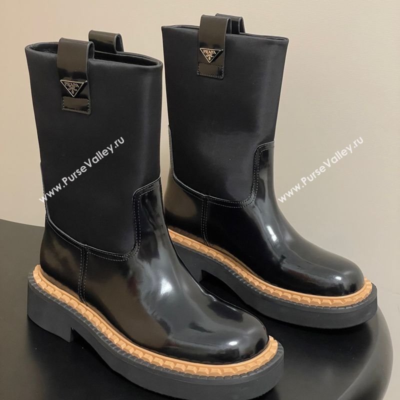 Prada Brushed Leather Ankle Boots Black 2025 PR082512 (MD-250825060)