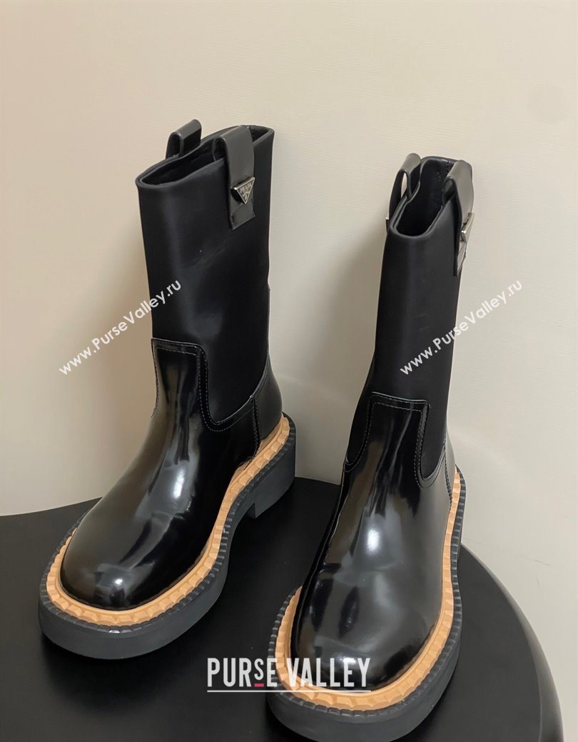 Prada Brushed Leather Ankle Boots Black 2025 PR082512 (MD-250825060)