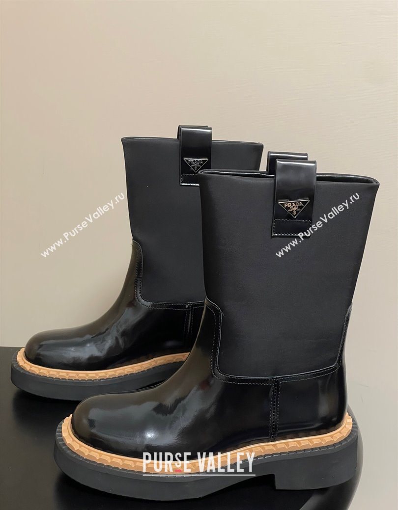 Prada Brushed Leather Ankle Boots Black 2025 PR082512 (MD-250825060)