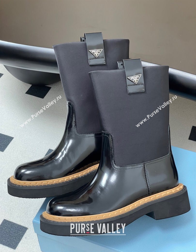Prada Brushed Leather Ankle Boots Black 2025 PR082512 (MD-250825060)