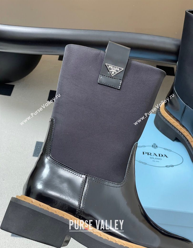 Prada Brushed Leather Ankle Boots Black 2025 PR082512 (MD-250825060)