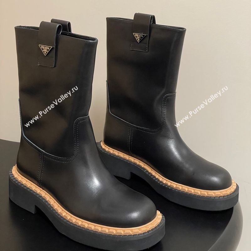 Prada Calf Leather Ankle Boots Black 2025 PR082512 (MD-250825061)