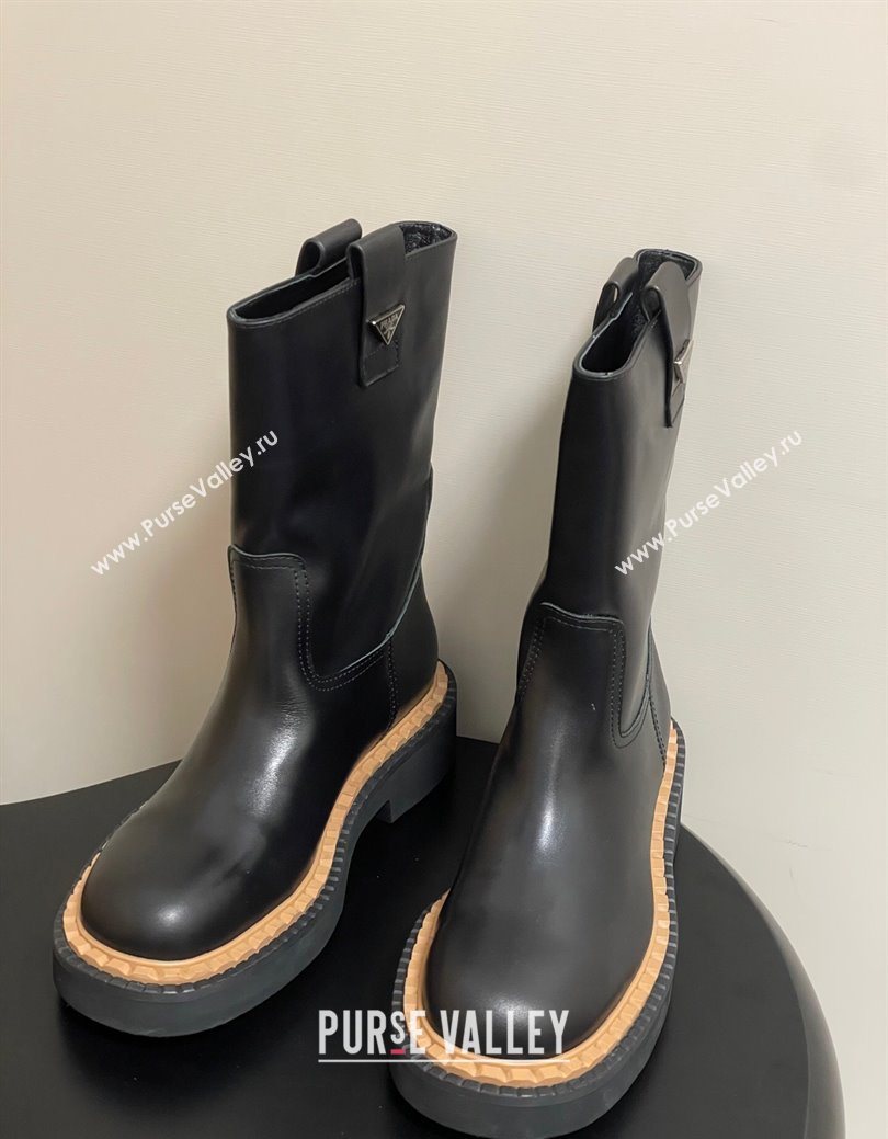 Prada Calf Leather Ankle Boots Black 2025 PR082512 (MD-250825061)