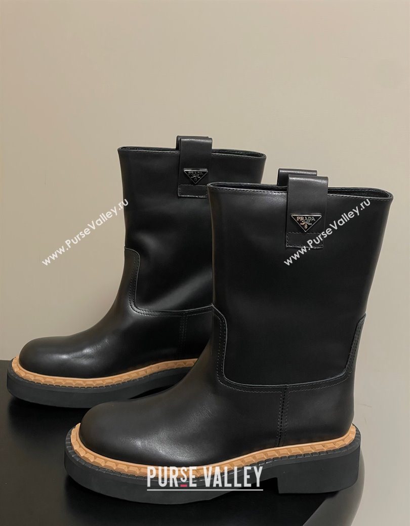 Prada Calf Leather Ankle Boots Black 2025 PR082512 (MD-250825061)