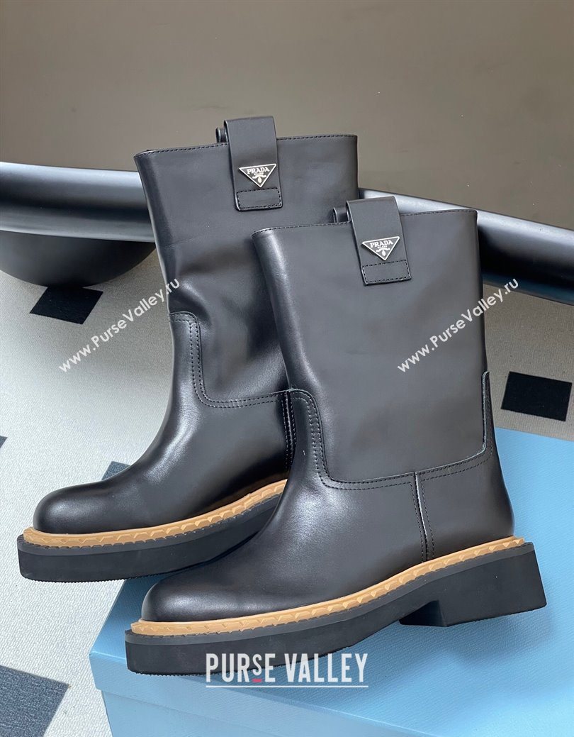 Prada Calf Leather Ankle Boots Black 2025 PR082512 (MD-250825061)