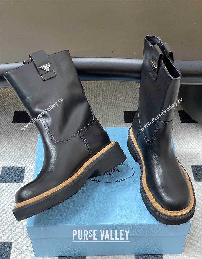Prada Calf Leather Ankle Boots Black 2025 PR082512 (MD-250825061)