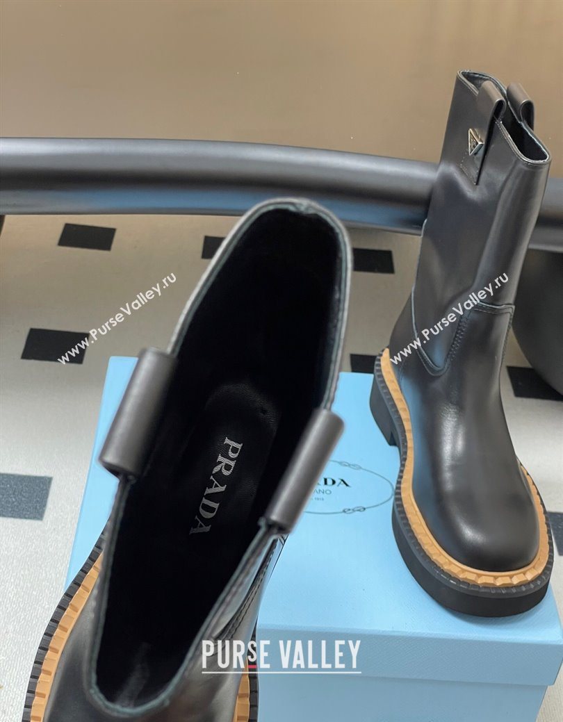 Prada Calf Leather Ankle Boots Black 2025 PR082512 (MD-250825061)