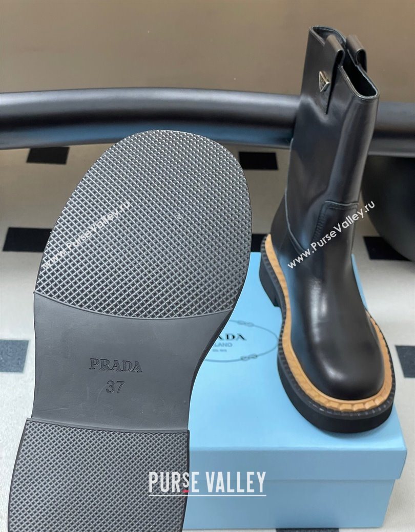 Prada Calf Leather Ankle Boots Black 2025 PR082512 (MD-250825061)