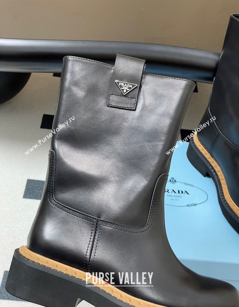 Prada Calf Leather Ankle Boots Black 2025 PR082512 (MD-250825061)
