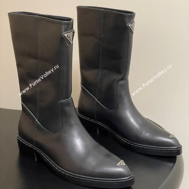 Prada Calf Leather Ankle Boots Black 2025 PR082513 (MD-250825067)