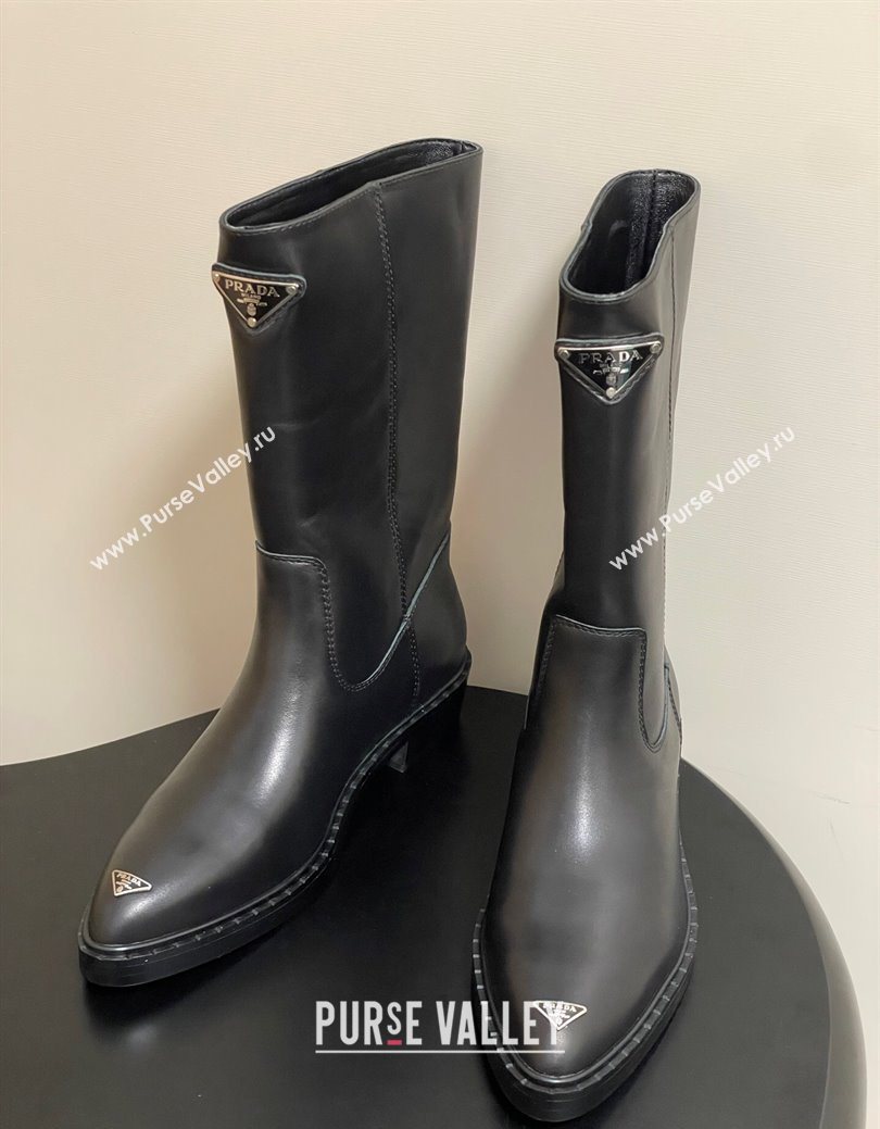 Prada Calf Leather Ankle Boots Black 2025 PR082513 (MD-250825067)