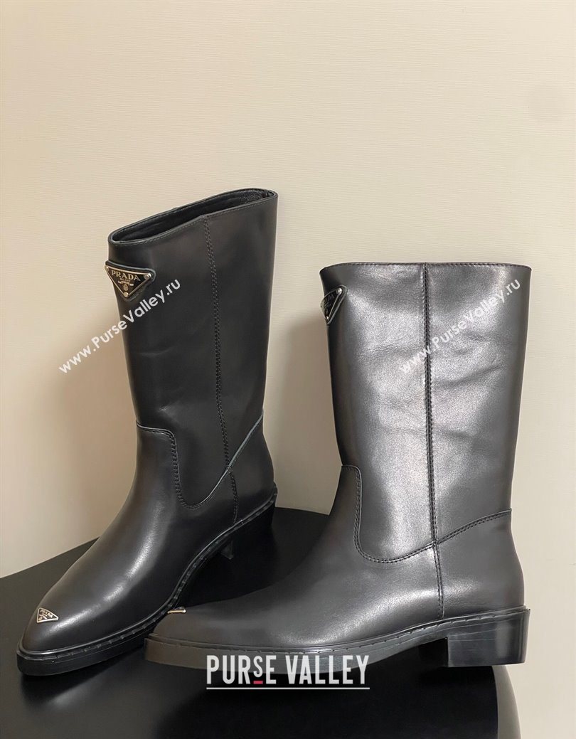 Prada Calf Leather Ankle Boots Black 2025 PR082513 (MD-250825067)
