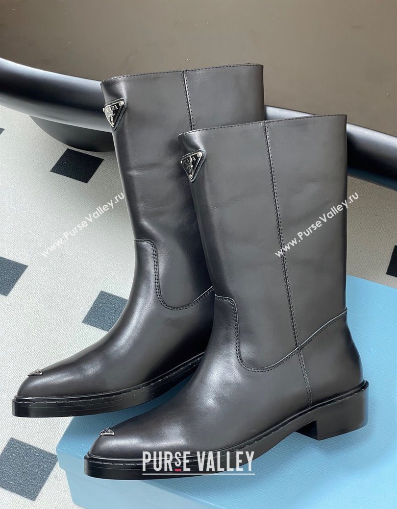 Prada Calf Leather Ankle Boots Black 2025 PR082513 (MD-250825067)