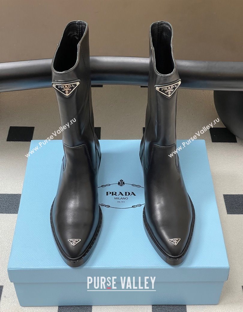 Prada Calf Leather Ankle Boots Black 2025 PR082513 (MD-250825067)