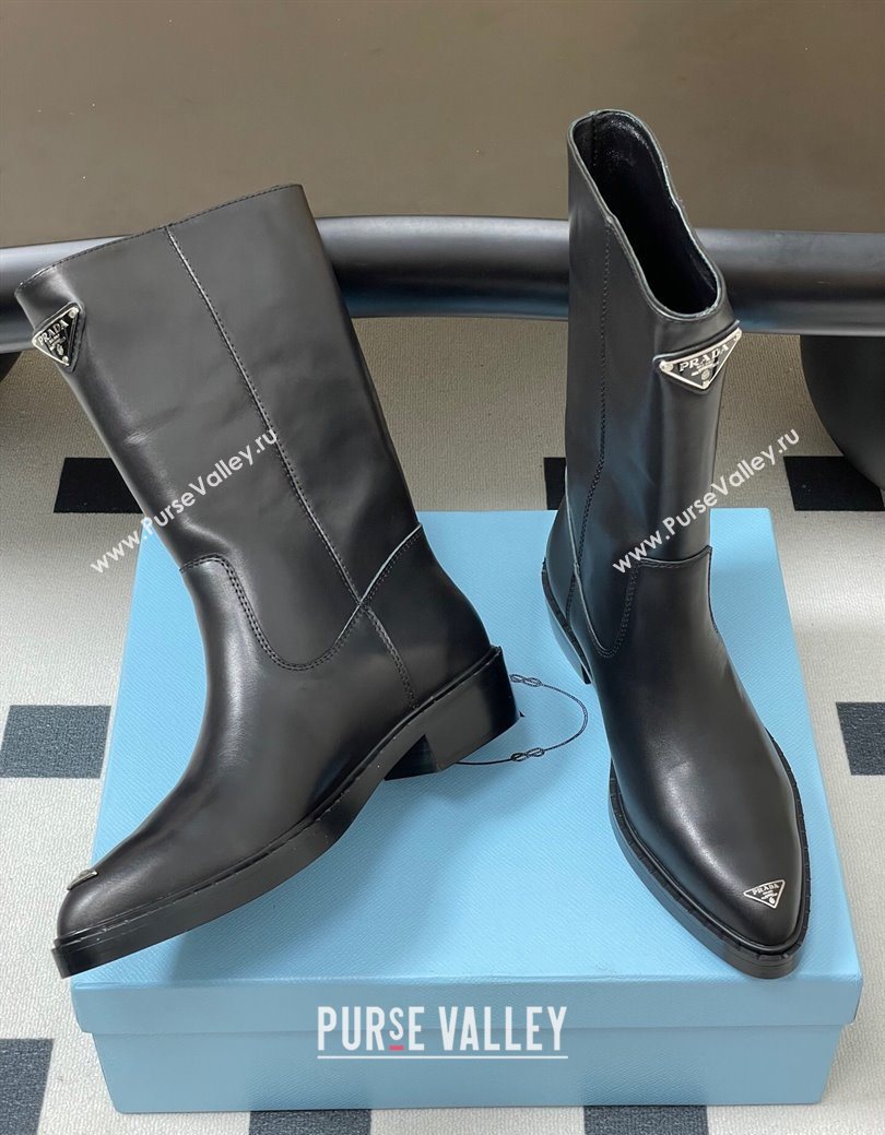 Prada Calf Leather Ankle Boots Black 2025 PR082513 (MD-250825067)