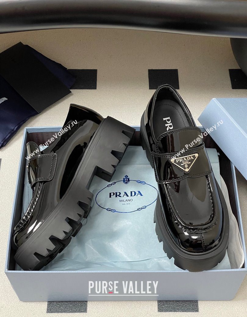 Prada Patent leather loafers 5cm Black 2025 1D185O (MD-250825072)