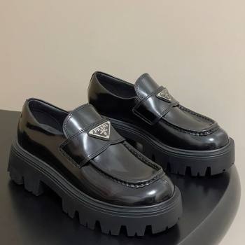 Prada Brushed leather loafers 5cm Black 2025 1D185O (MD-250825073)