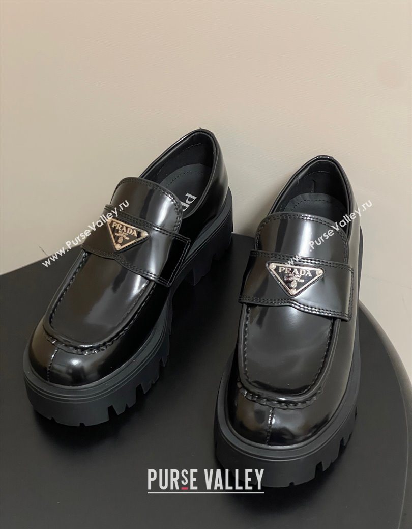 Prada Brushed leather loafers 5cm Black 2025 1D185O (MD-250825073)