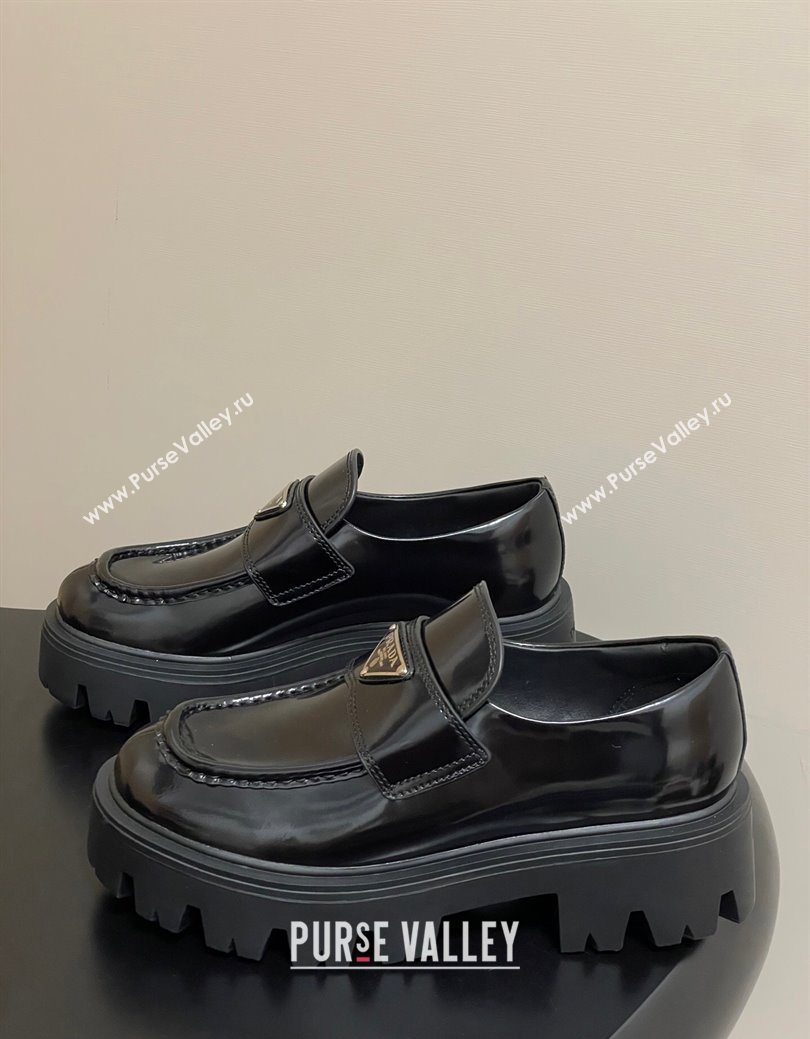 Prada Brushed leather loafers 5cm Black 2025 1D185O (MD-250825073)