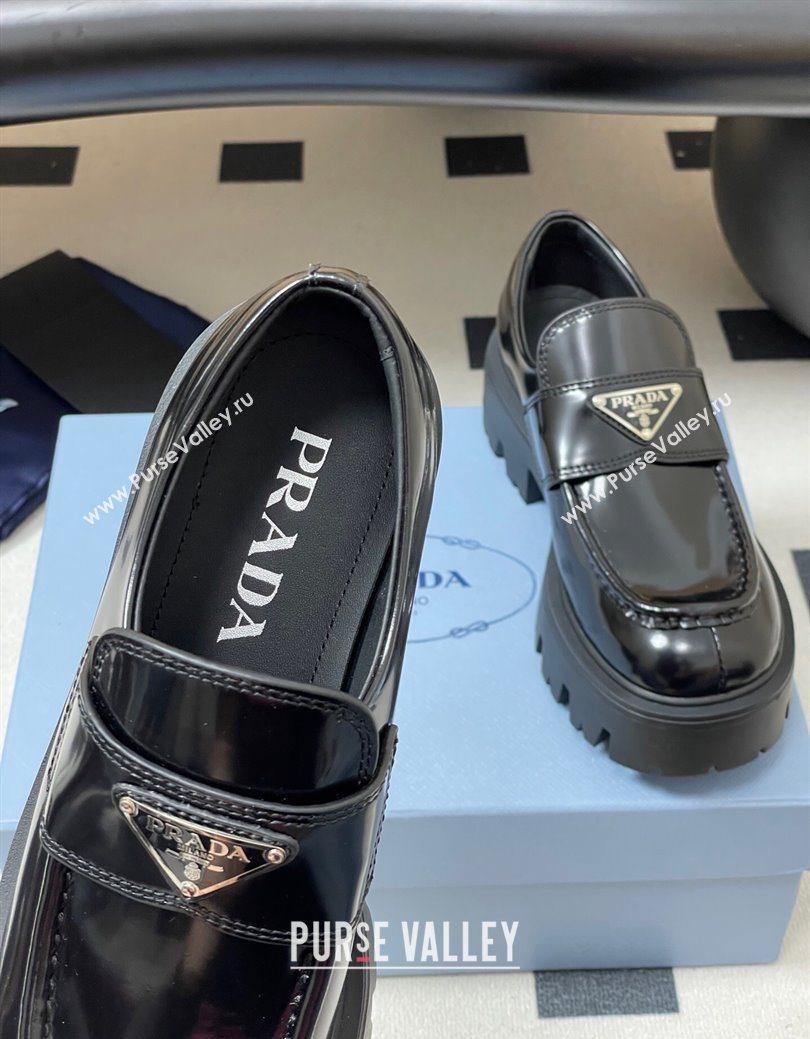 Prada Brushed leather loafers 5cm Black 2025 1D185O (MD-250825073)