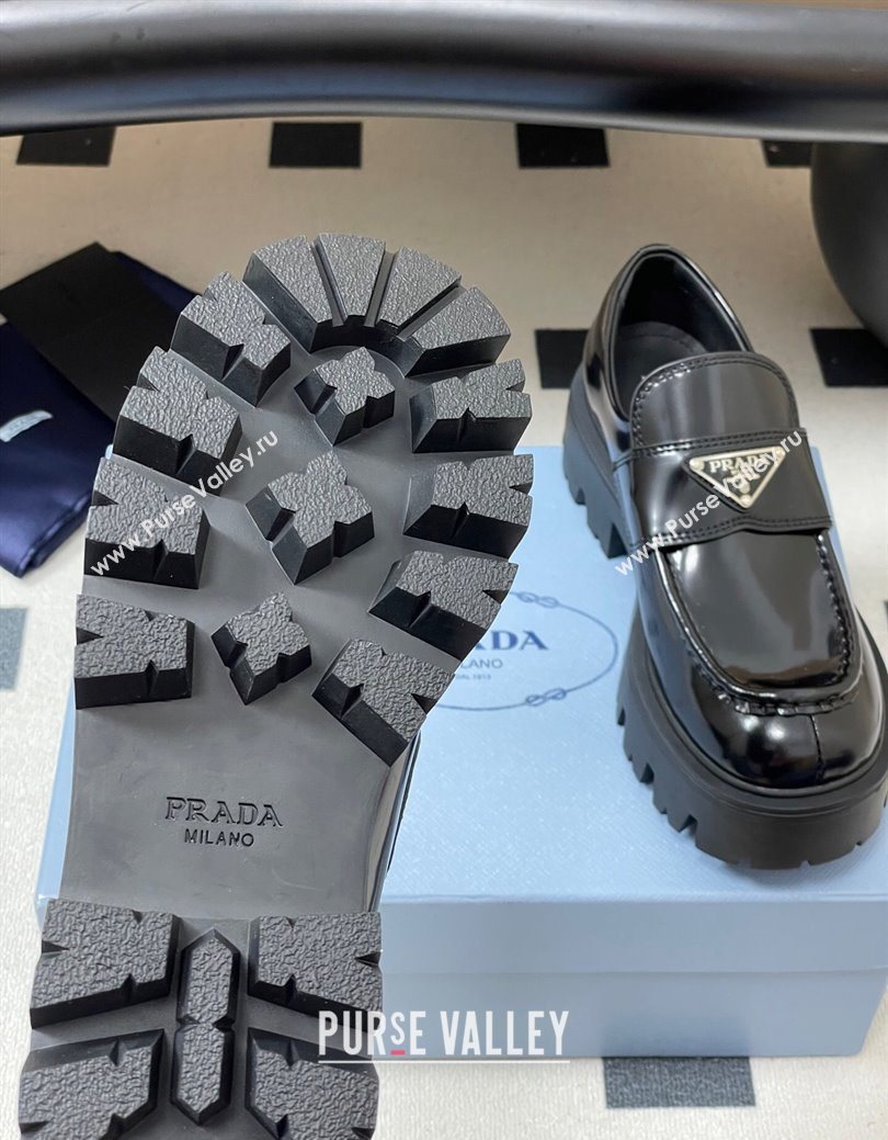 Prada Brushed leather loafers 5cm Black 2025 1D185O (MD-250825073)