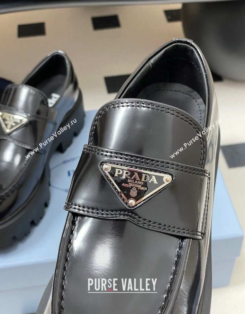 Prada Brushed leather loafers 5cm Black 2025 1D185O (MD-250825073)