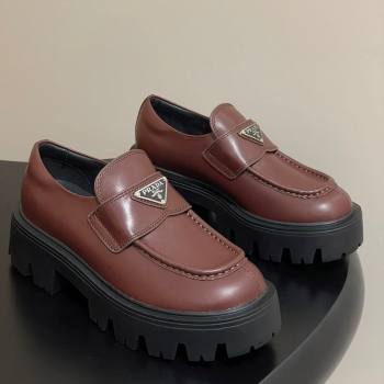 Prada Calf leather loafers 5cm Brown 2025 1D185O (MD-250825074)