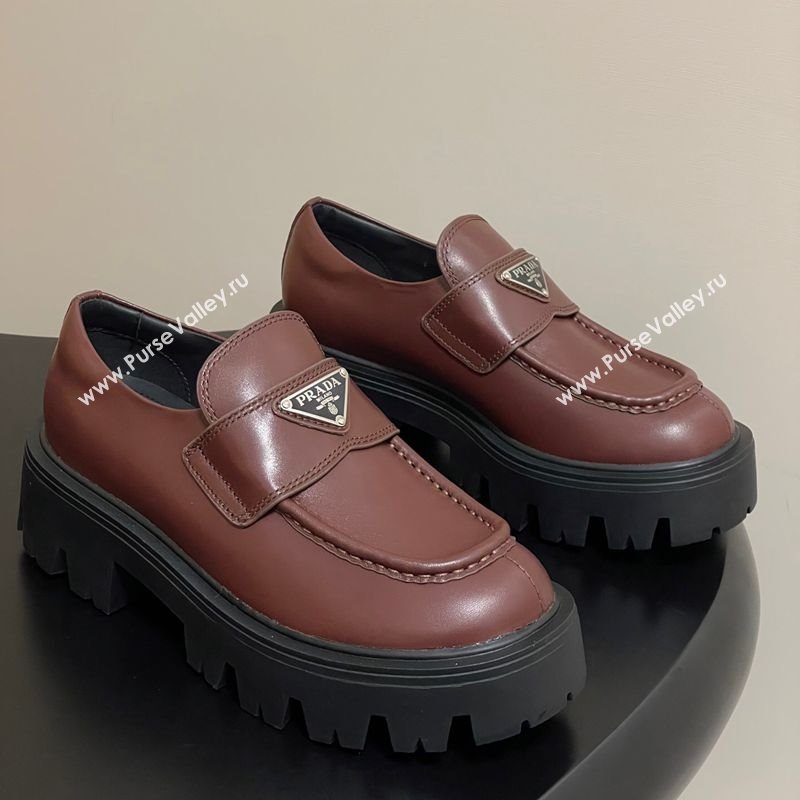 Prada Calf leather loafers 5cm Brown 2025 1D185O (MD-250825074)