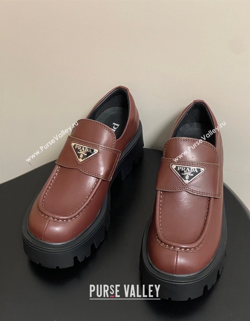 Prada Calf leather loafers 5cm Brown 2025 1D185O (MD-250825074)