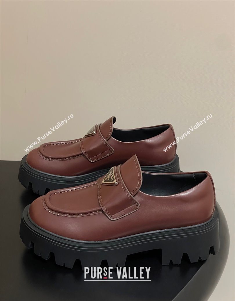 Prada Calf leather loafers 5cm Brown 2025 1D185O (MD-250825074)