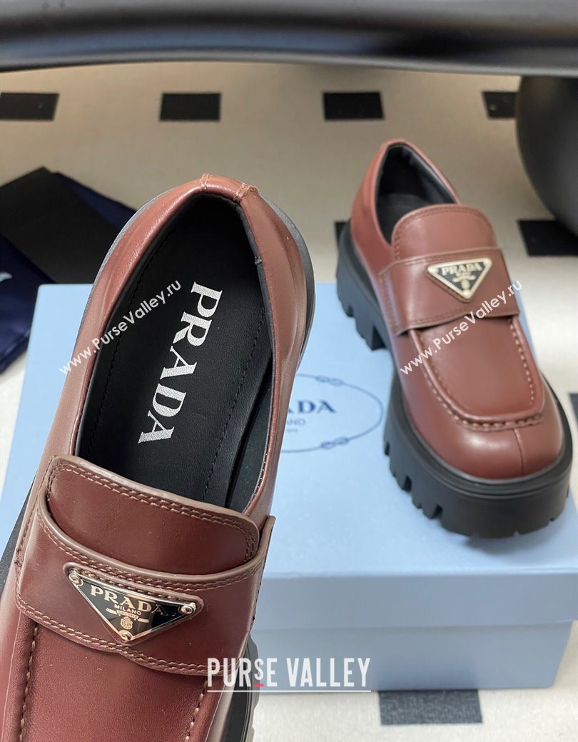 Prada Calf leather loafers 5cm Brown 2025 1D185O (MD-250825074)