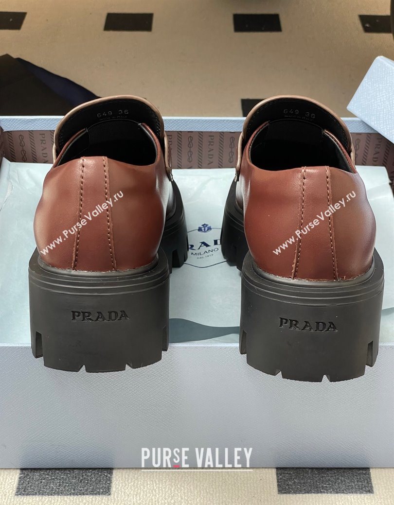 Prada Calf leather loafers 5cm Brown 2025 1D185O (MD-250825074)
