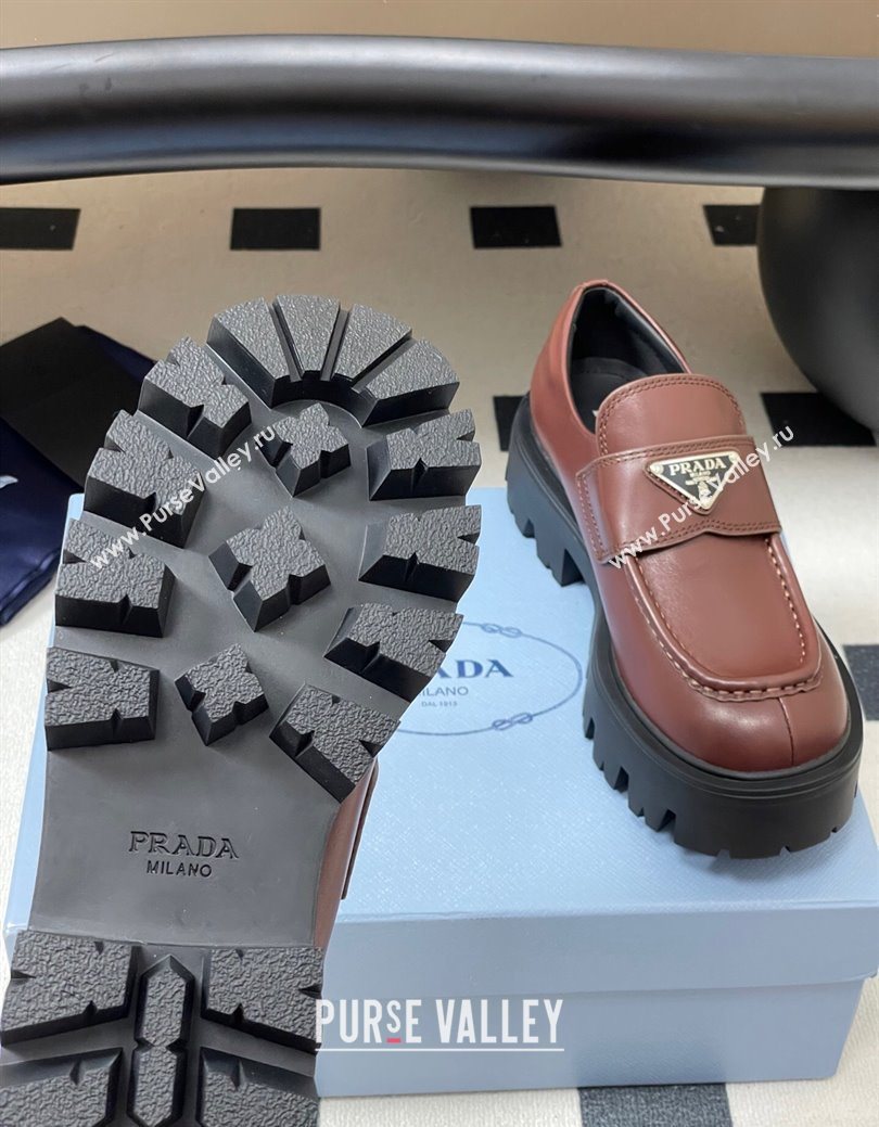 Prada Calf leather loafers 5cm Brown 2025 1D185O (MD-250825074)