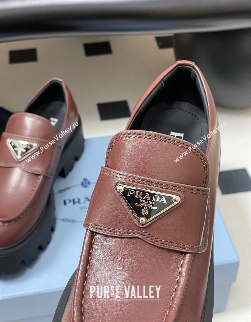 Prada Calf leather loafers 5cm Brown 2025 1D185O (MD-250825074)