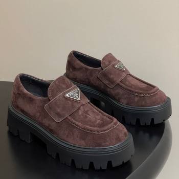 Prada Suede loafers 5cm Brown 2025 1D185O (MD-250825075)