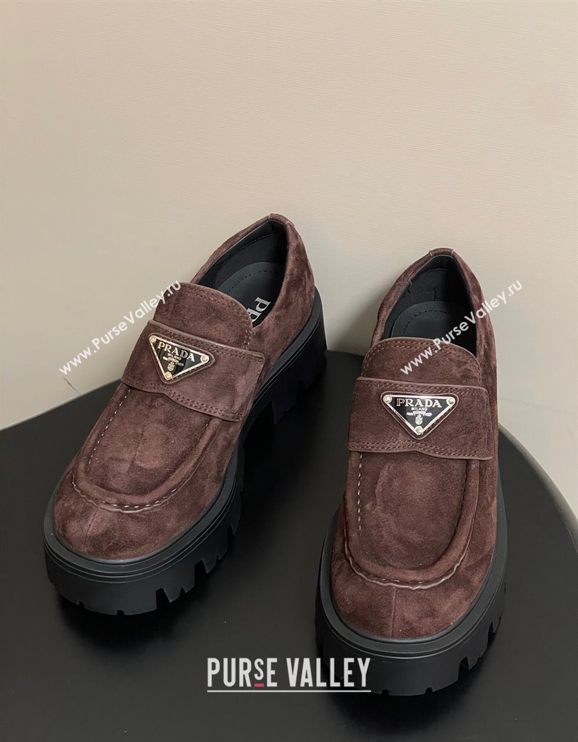 Prada Suede loafers 5cm Brown 2025 1D185O (MD-250825075)