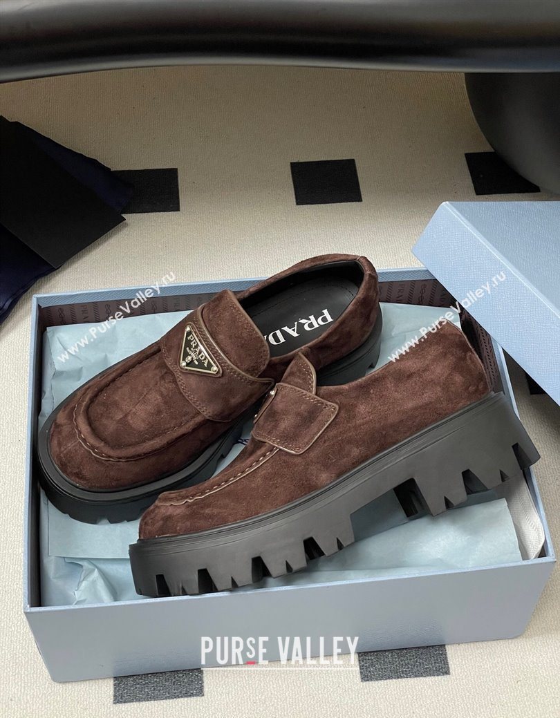 Prada Suede loafers 5cm Brown 2025 1D185O (MD-250825075)
