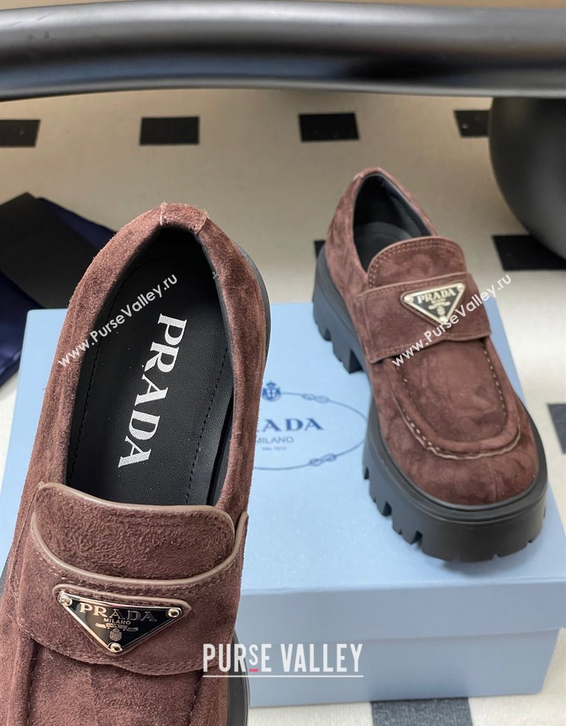 Prada Suede loafers 5cm Brown 2025 1D185O (MD-250825075)