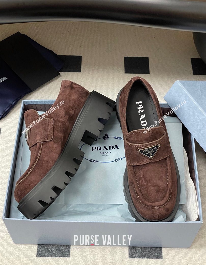 Prada Suede loafers 5cm Brown 2025 1D185O (MD-250825075)