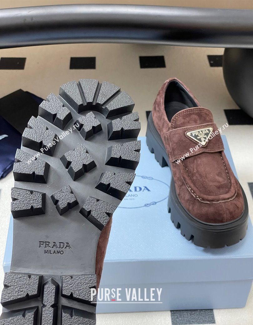 Prada Suede loafers 5cm Brown 2025 1D185O (MD-250825075)