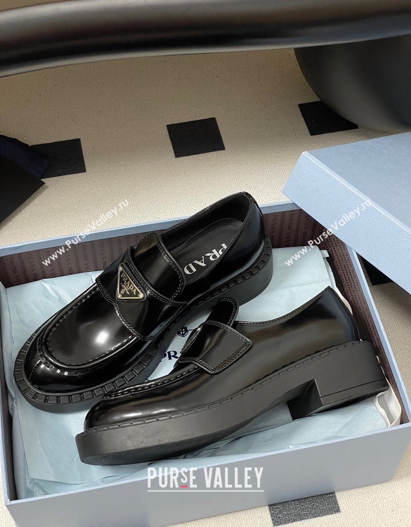 Prada Brushed leather loafers Black 2025 1D246M (MD-250825076)