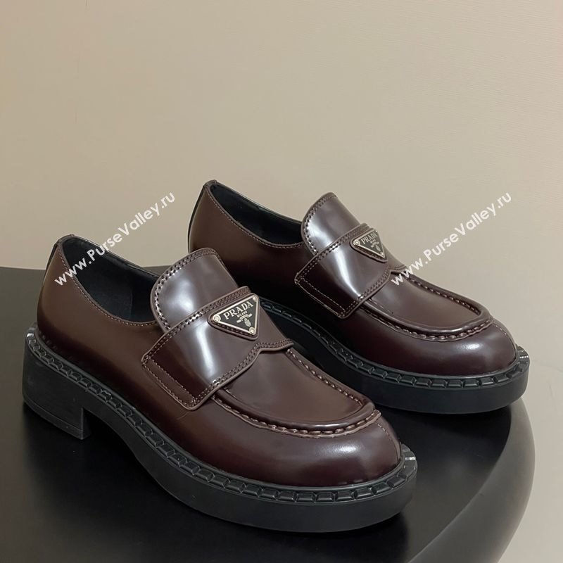 Prada Brushed leather loafers Brown 2025 1D246M (MD-250825077)