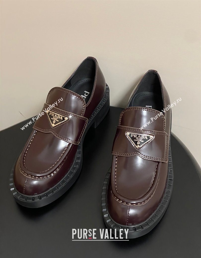 Prada Brushed leather loafers Brown 2025 1D246M (MD-250825077)