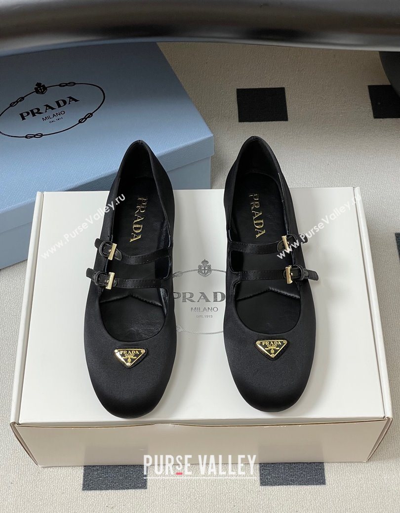 Prada Satin ballerinas flat Black 2025 1F794N (KL-250825038)