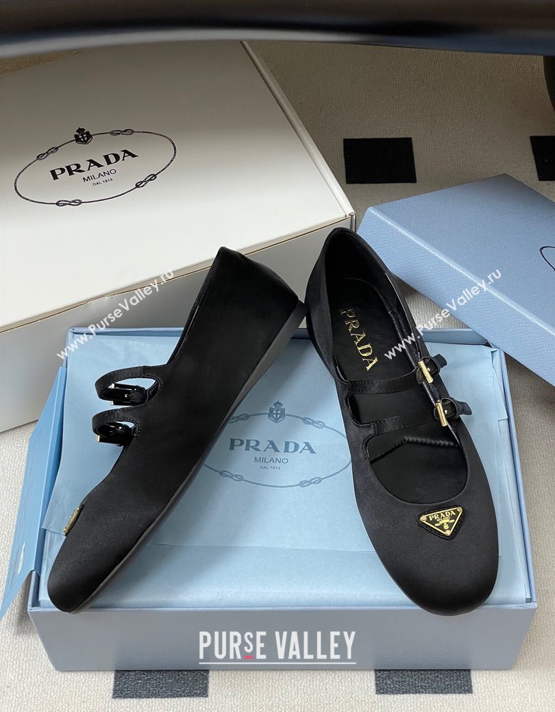 Prada Satin ballerinas flat Black 2025 1F794N (KL-250825038)