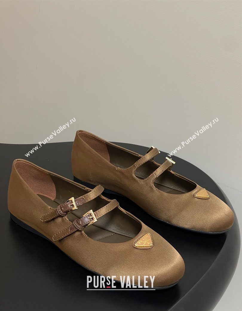 Prada Satin ballerinas flat Brown 2025 1F794N (KL-250825040)