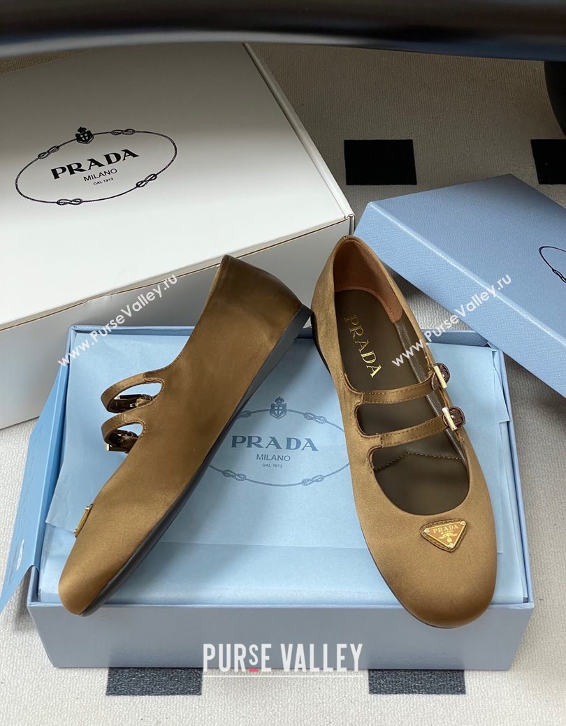 Prada Satin ballerinas flat Brown 2025 1F794N (KL-250825040)