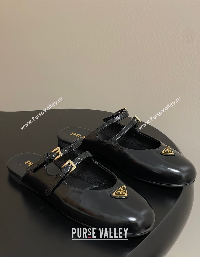 Prada Patent Leather ballerina flat mules Black 2025 1F794N (MD-250825042)