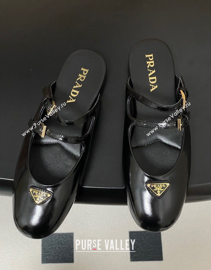 Prada Patent Leather ballerina flat mules Black 2025 1F794N (MD-250825042)