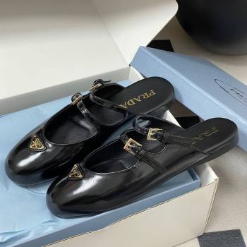 Prada Patent Leather ballerina flat mules Black 2025 1F794N (MD-250825042)